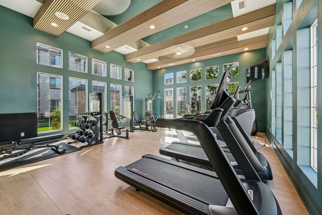 Fitness center with free weights